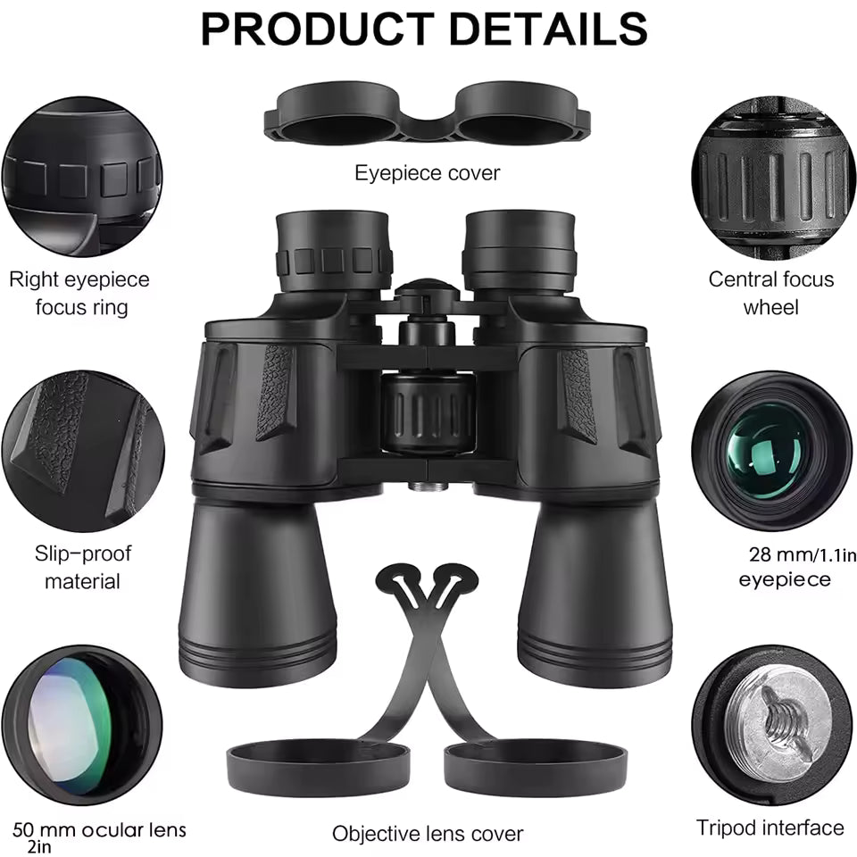 Beginner Stargazing Binoculars – 10×50 Porro Prism with Tripod Support